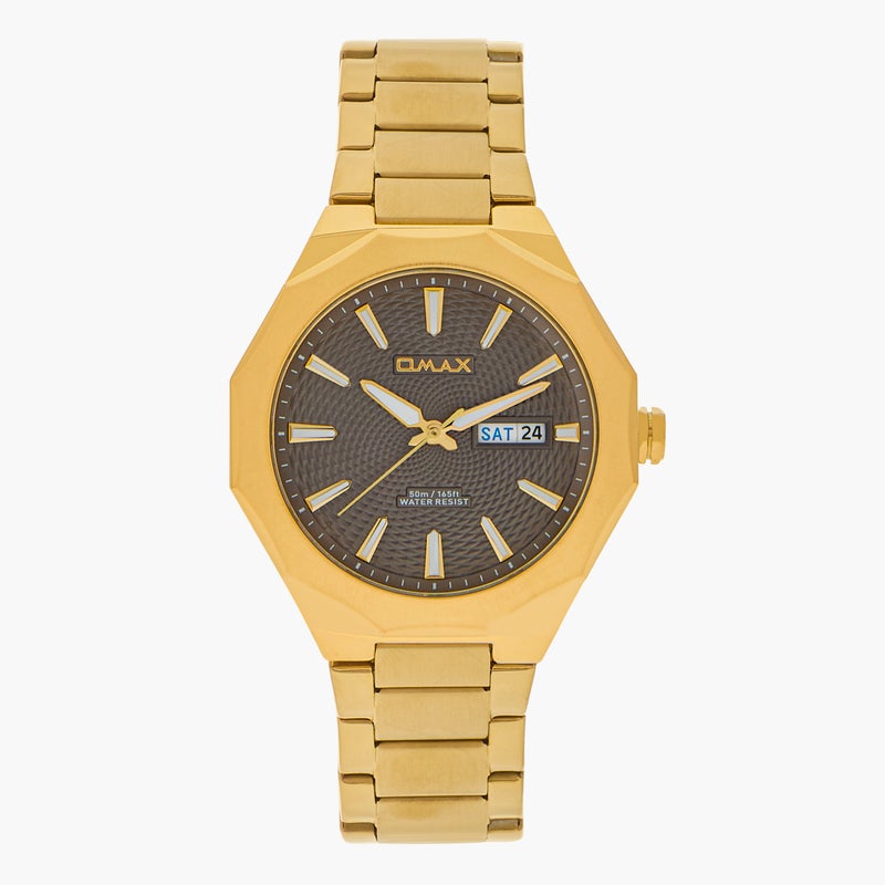 OMAX ساعة يد أنالوج ذهبية للرجال من أومكس - Image 1